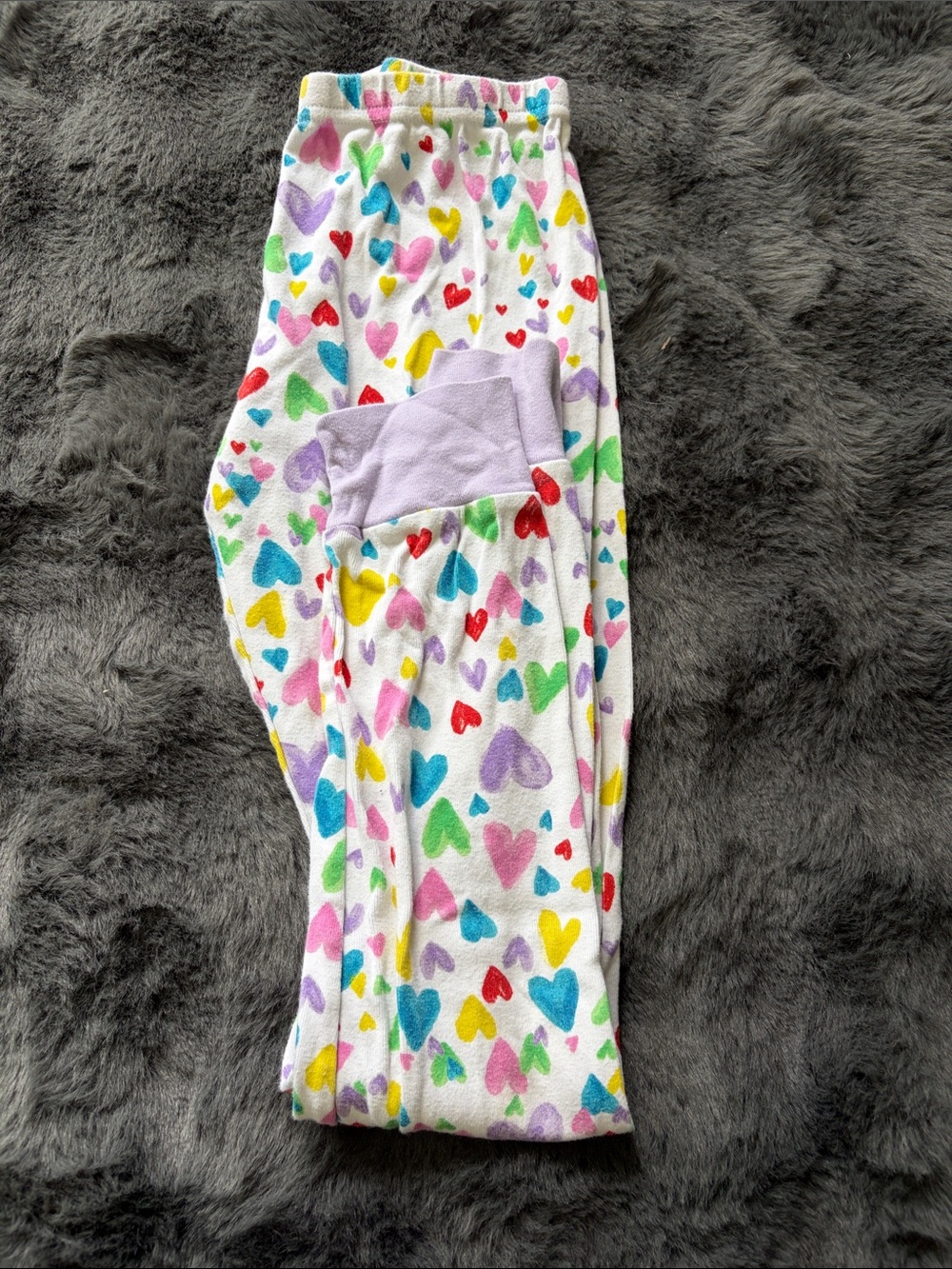 Kids White Heart-Print Fleece Pajama Pants - Multicolor Hearts